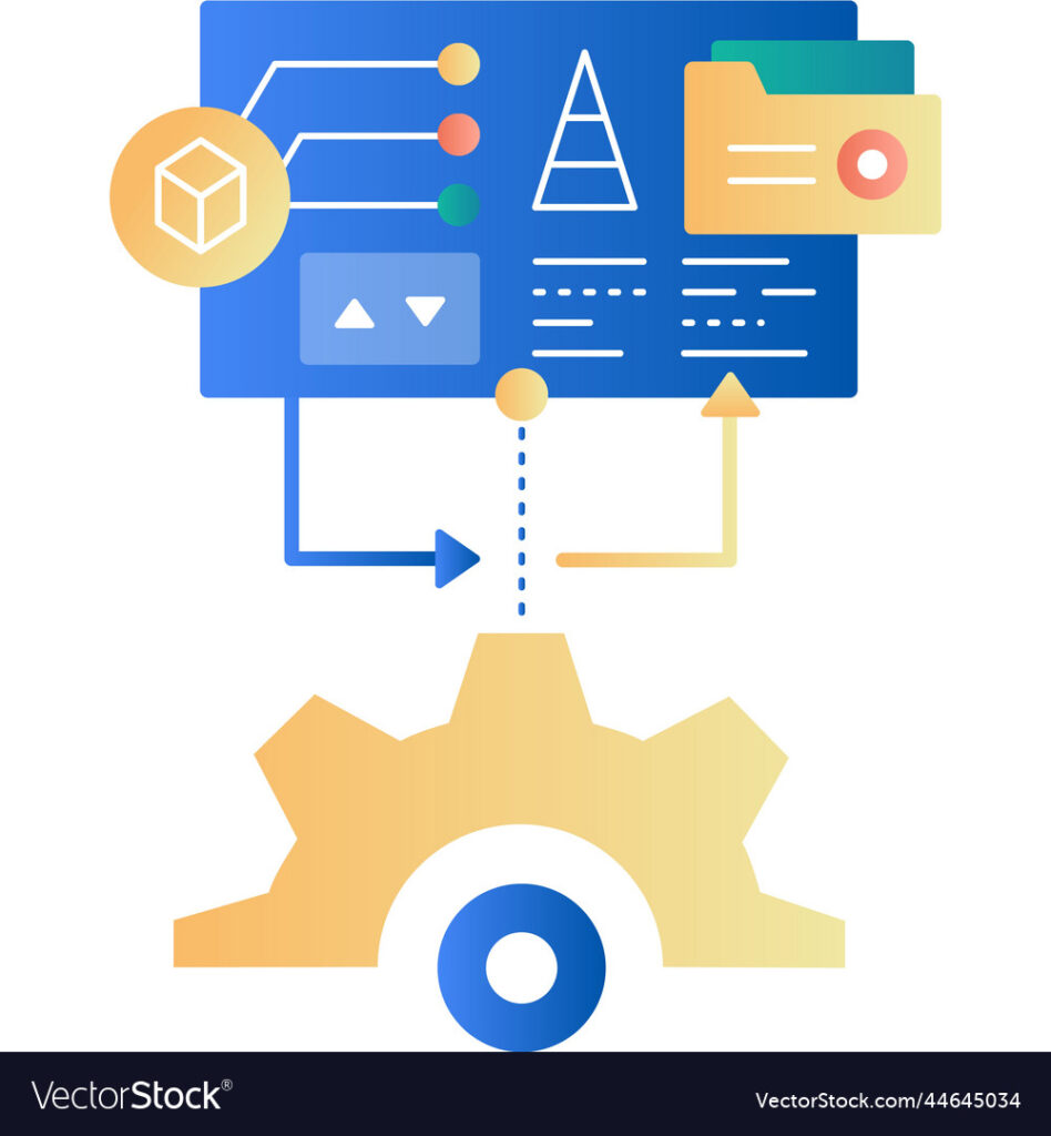 automated solution icon flat ai technology vector 44645034